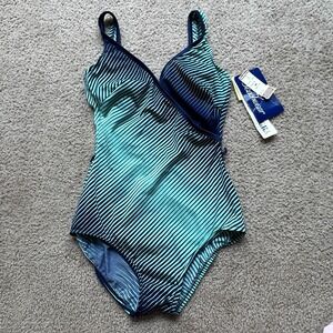 Vintage NWT Lee Beachwear Swimsuit 1970 Sz‎ 12 Striped USA Rose Marie Reid